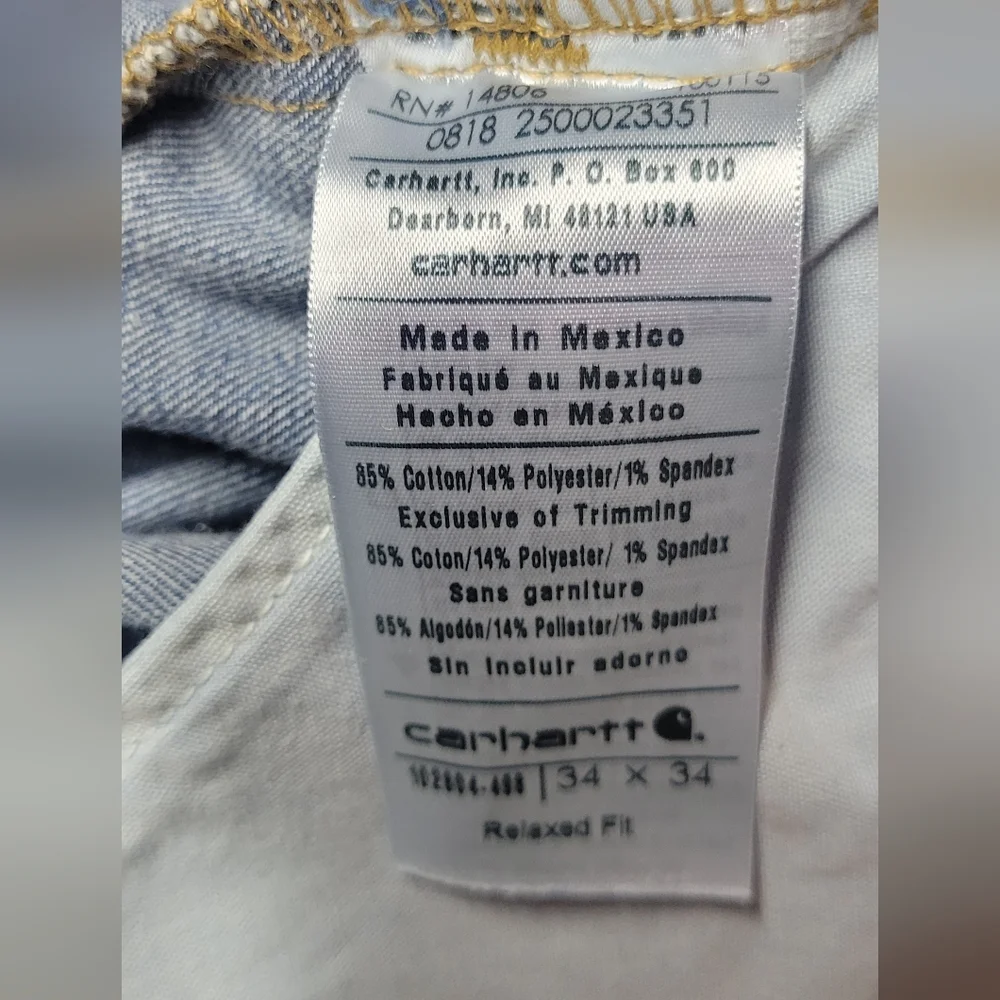 Carhartt Men's Relaxed Fit Dark Blue Jeans - Picture 2 of 8